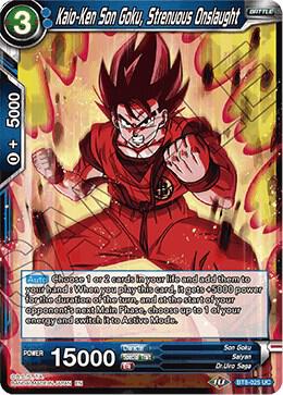 Kaio-Ken Son Goku, Strenuous Onslaught BT8-025 card from Malicious Machinations