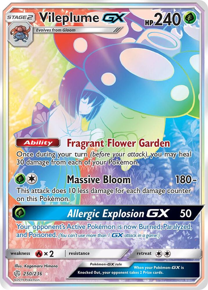 Vileplume GX (Secret) 250/236 card from SM - Cosmic Eclipse