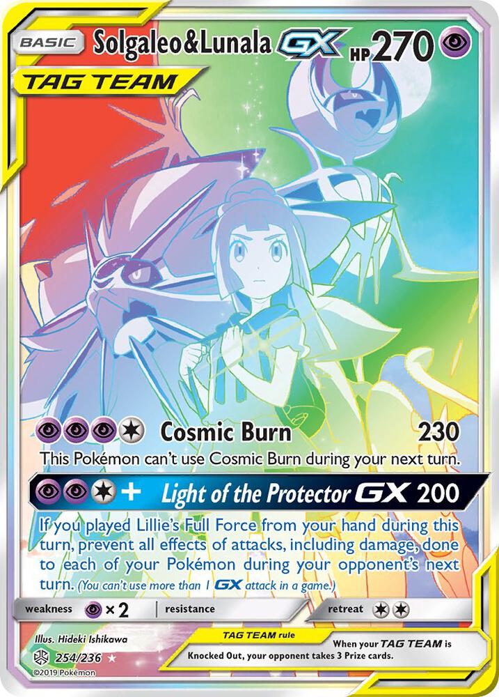 Solgaleo & Lunala GX (Secret) 254/236 card from SM - Cosmic Eclipse