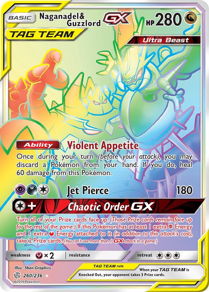 Naganadel & Guzzlord GX (Secret) 260/236 card from SM - Cosmic Eclipse