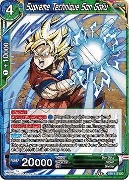 Supreme Technique Son Goku BT8-117 card from Malicious Machinations
