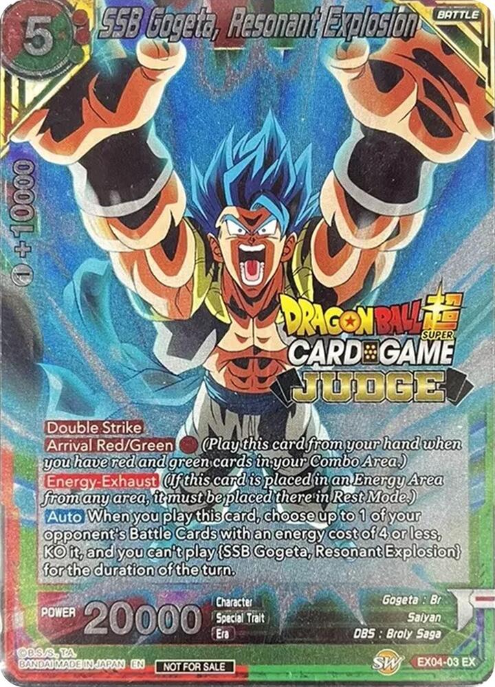 SSB Gogeta, Resonant Explosion EX04-03 card from Judge Promotion Cards