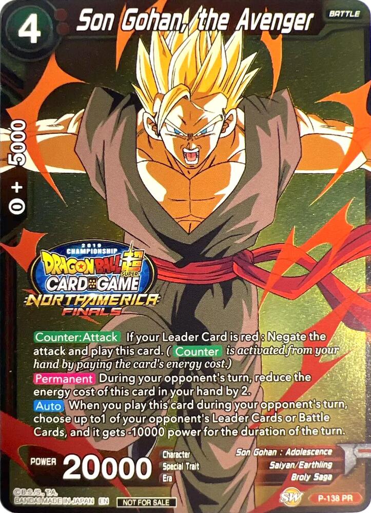 Son Gohan, the Avenger (Championship Final 2019) P-138 card from Tournament Promotion Cards
