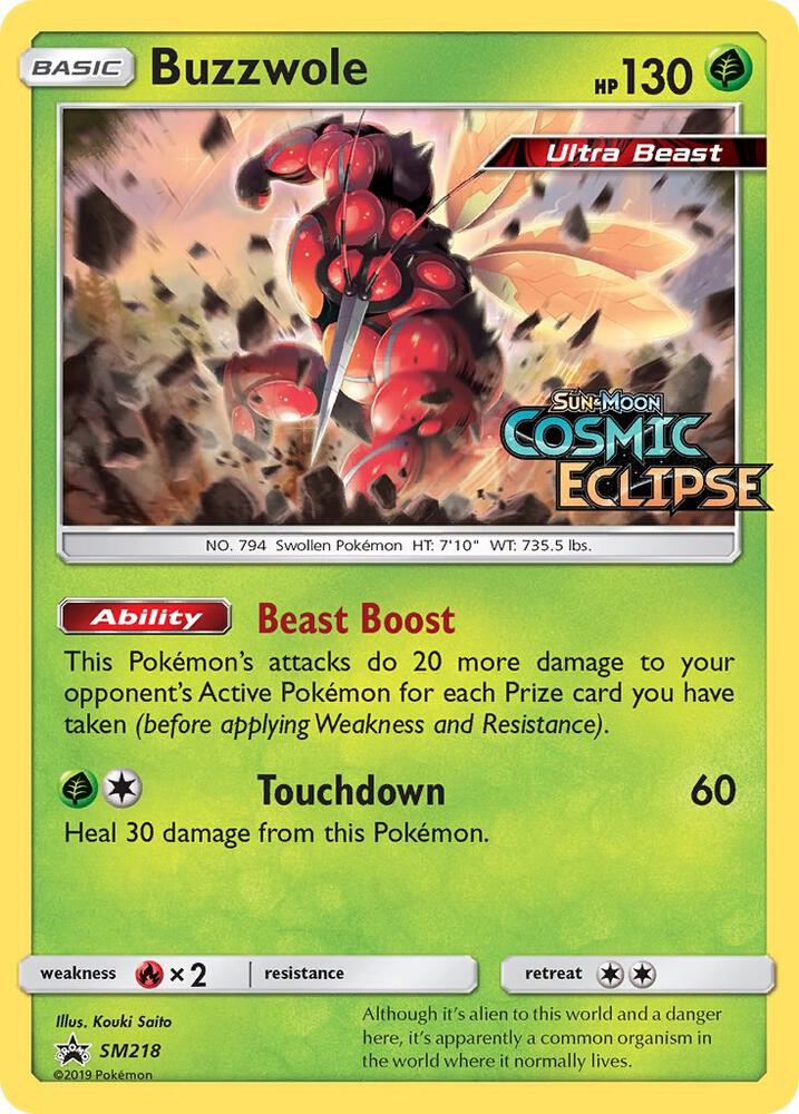 Buzzwole (Prerelease) SM218 card from SM Promos