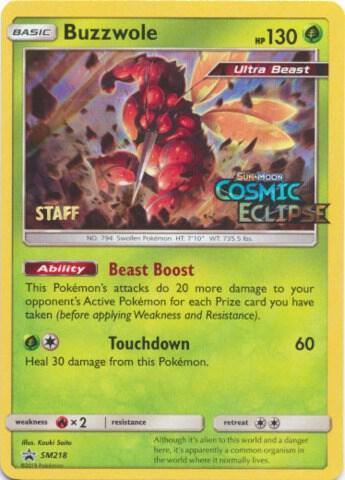 Buzzwole (Prerelease) [Staff] SM218 card from SM Promos