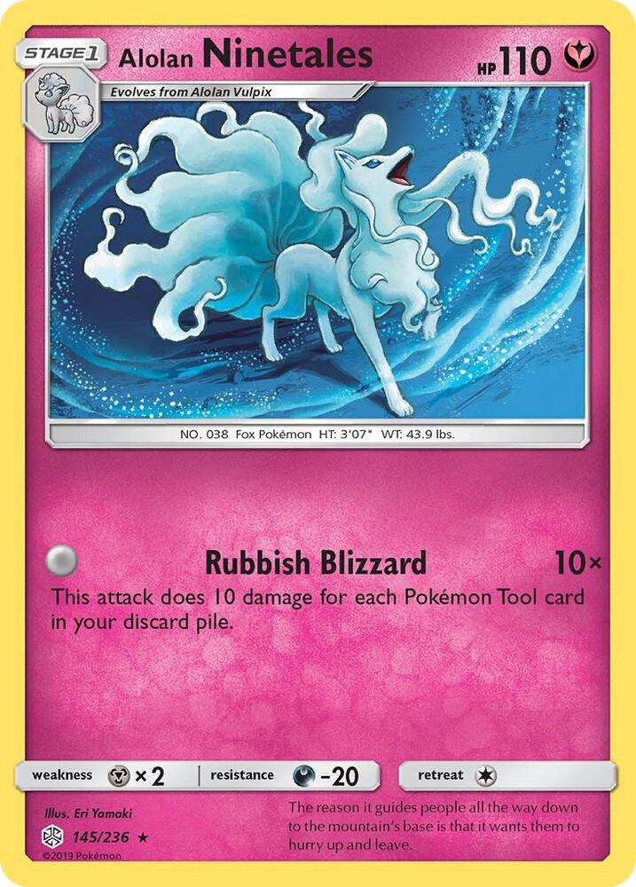 Alolan Ninetales 145/236 card from SM - Cosmic Eclipse