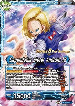 Android 18 // Dependable Sister Android 18 BT8-023_PR card from Malicious Machinations Pre-Release Cards