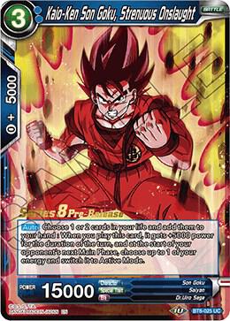 Kaio-Ken Son Goku, Strenuous Onslaught BT8-025_PR card from Malicious Machinations Pre-Release Cards