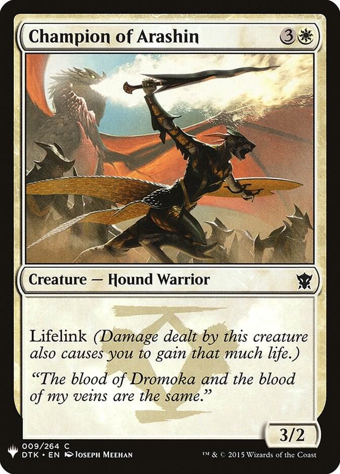 Champion of Arashin 9 card from The List Reprints
