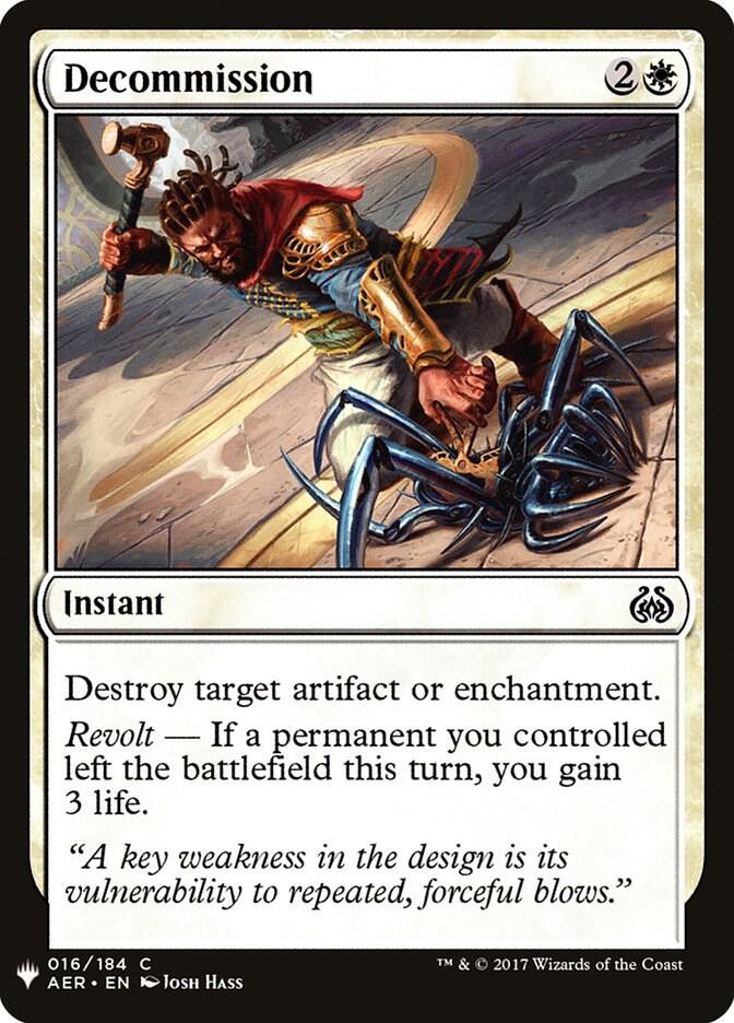 Decommission 16 card from The List Reprints