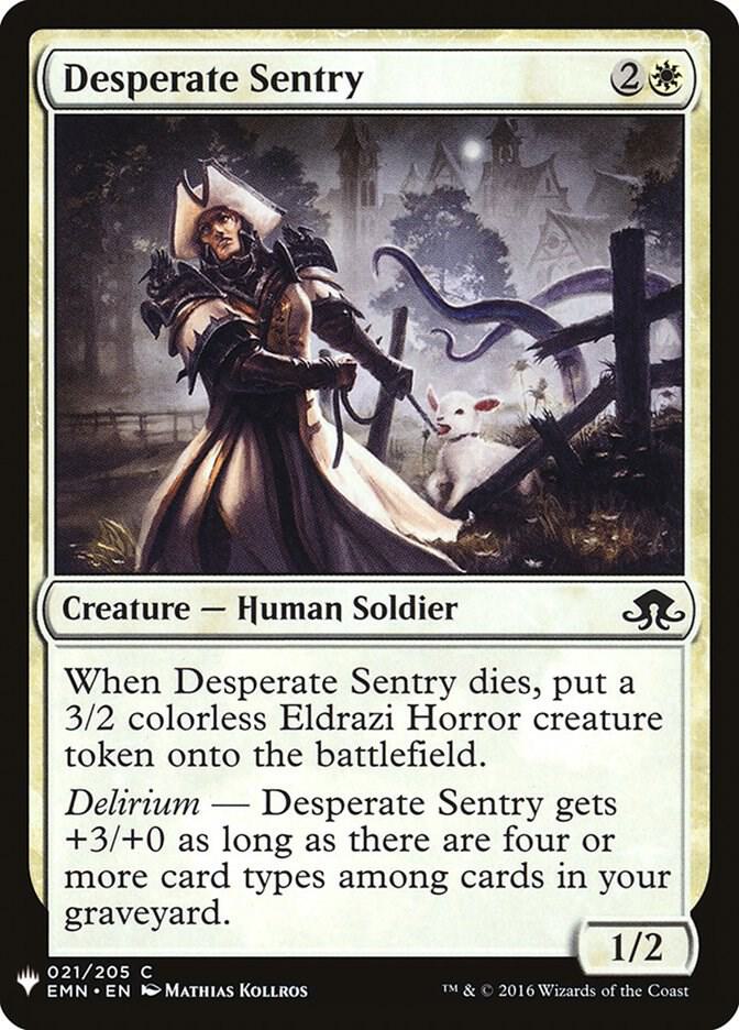 Desperate Sentry 21 card from The List Reprints