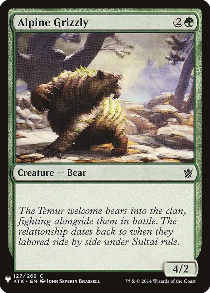 Alpine Grizzly 127 card from The List Reprints