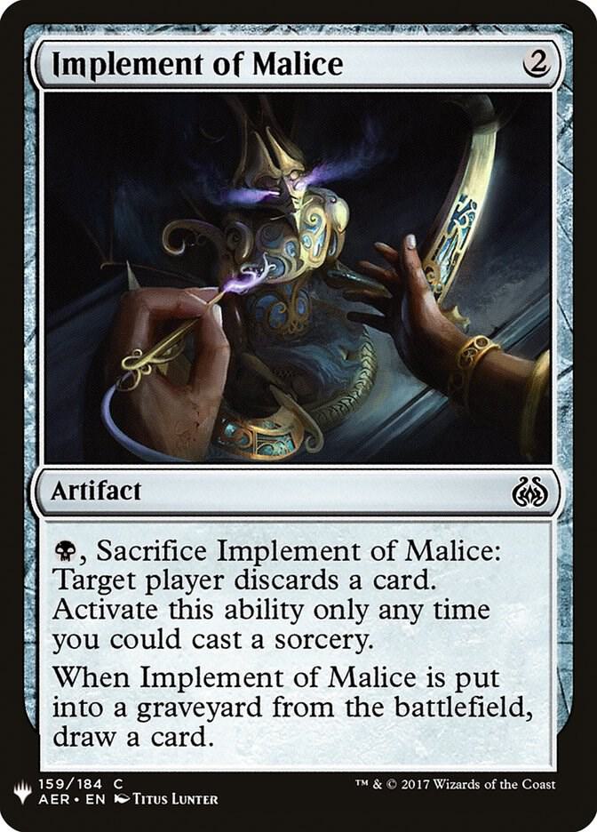 Implement of Malice 159 card from The List Reprints