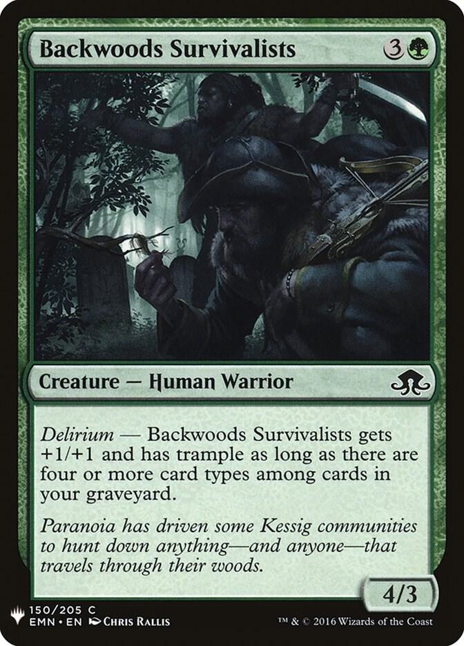 Backwoods Survivalists 150 card from The List Reprints