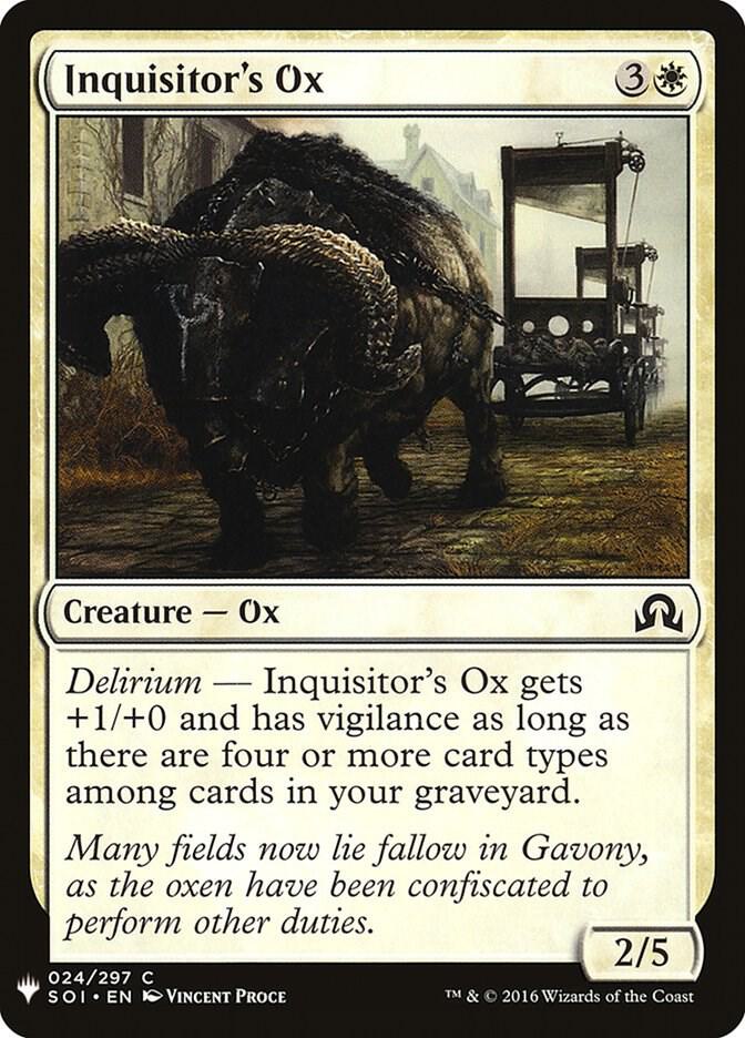 Inquisitor's Ox 24 card from The List Reprints