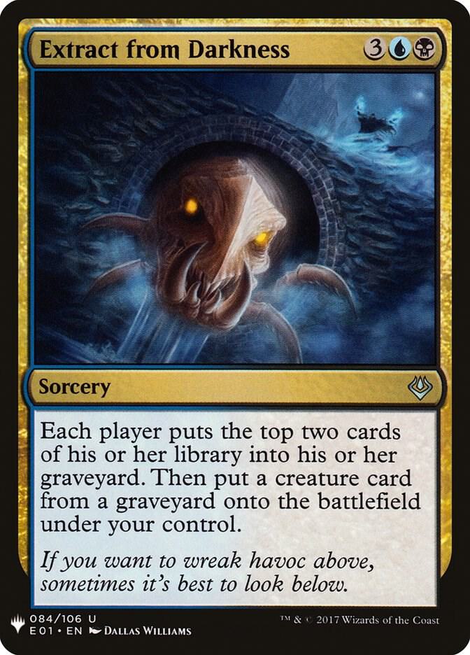 Extract from Darkness 84 card from The List Reprints
