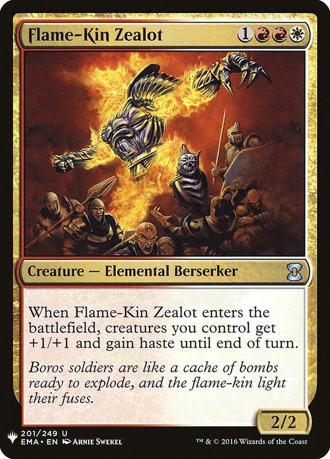 Flame-Kin Zealot 201 card from The List Reprints