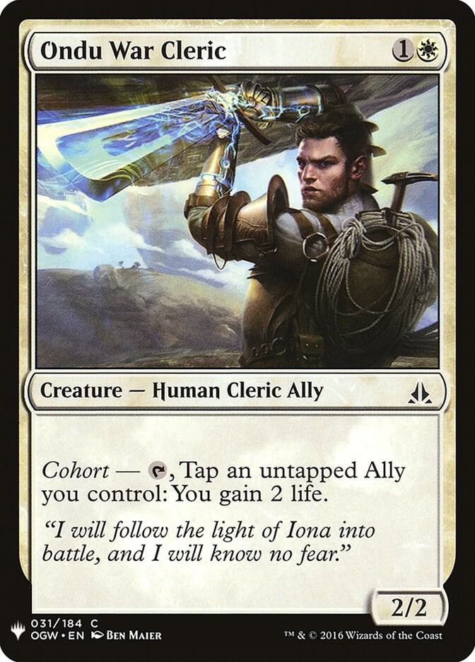 Ondu War Cleric 31 card from The List Reprints