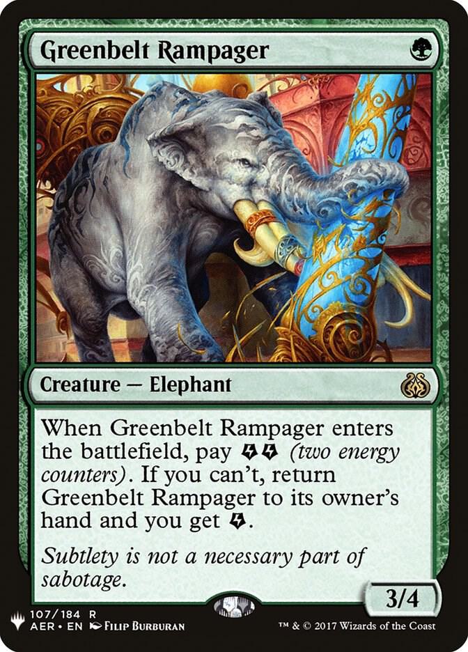 Greenbelt Rampager 107/184 card from The List Reprints