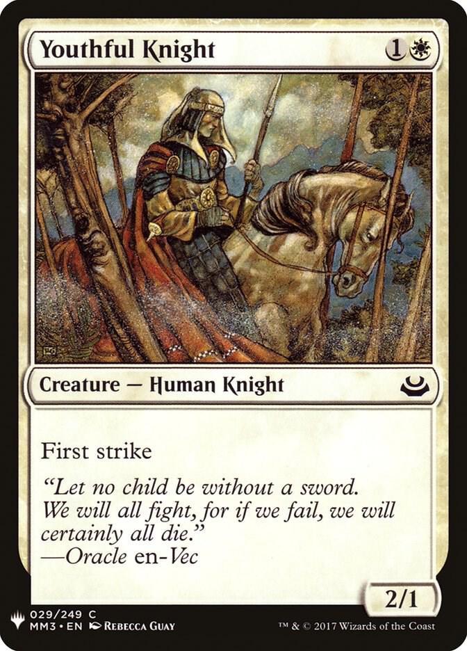 Youthful Knight 29 card from The List Reprints