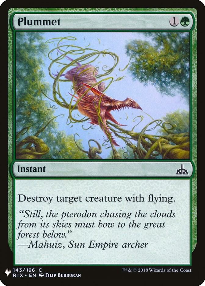 Plummet 143 card from The List Reprints