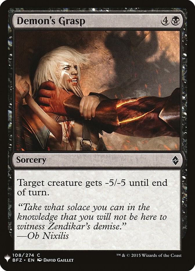 Demon's Grasp 108 card from The List Reprints