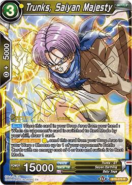 Trunks, Saiyan Majesty BT8-075_PR card from Malicious Machinations Pre-Release Cards