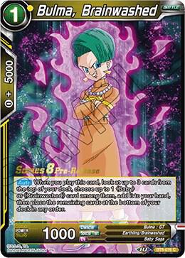 Bulma, Brainwashed BT8-076_PR card from Malicious Machinations Pre-Release Cards