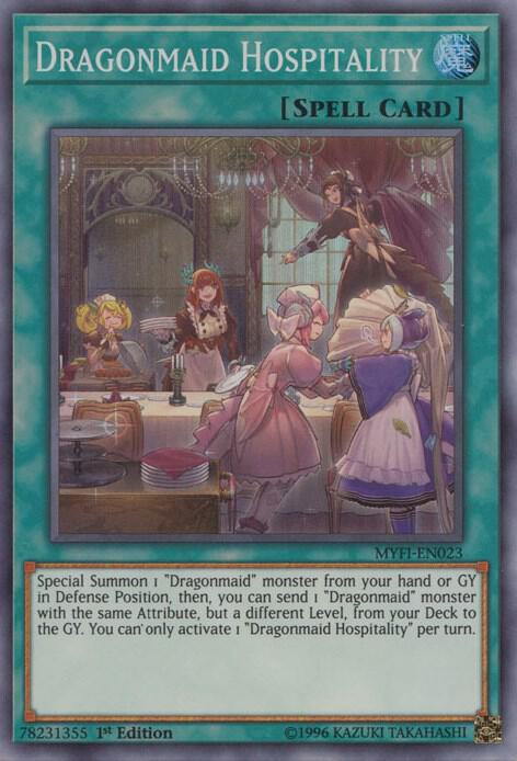 Dragonmaid Hospitality MYFI-EN023 card from Mystic Fighters