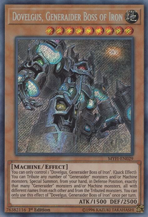 Dovelgus, Generaider Boss of Iron MYFI-EN029 card from Mystic Fighters