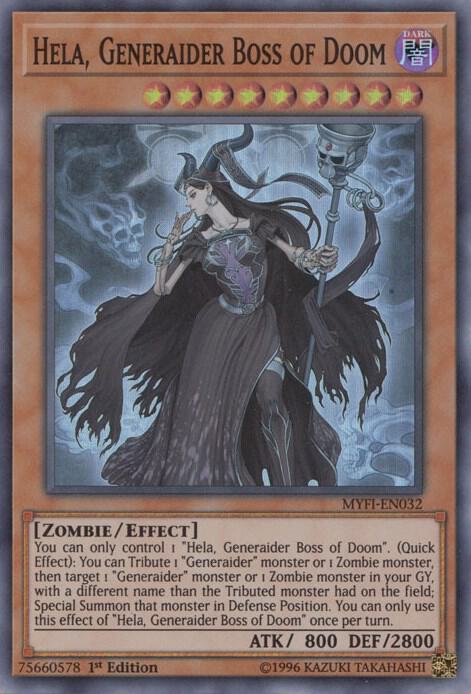 Hela, Generaider Boss of Doom MYFI-EN032 card from Mystic Fighters