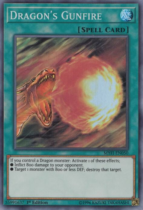 Dragon's Gunfire MYFI-EN050 card from Mystic Fighters