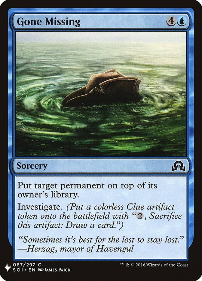 Gone Missing 67 card from The List Reprints