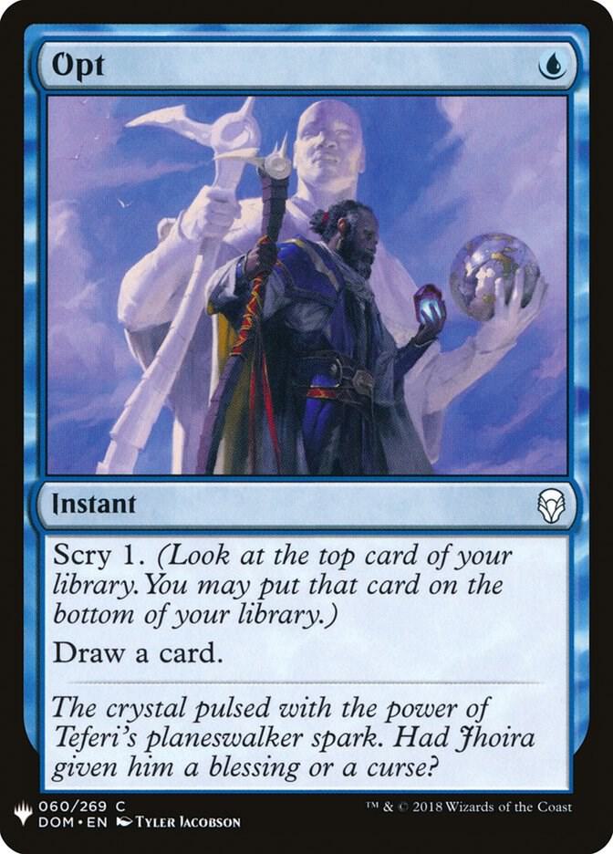 Opt 60 card from The List Reprints