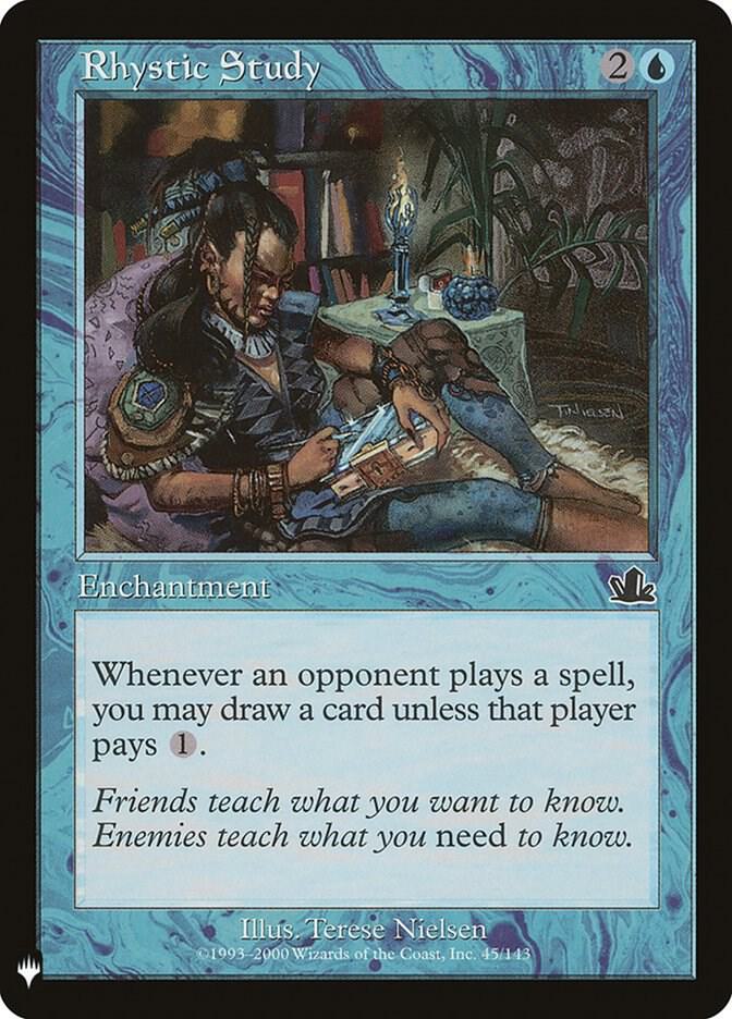 Rhystic Study 45 card from The List Reprints