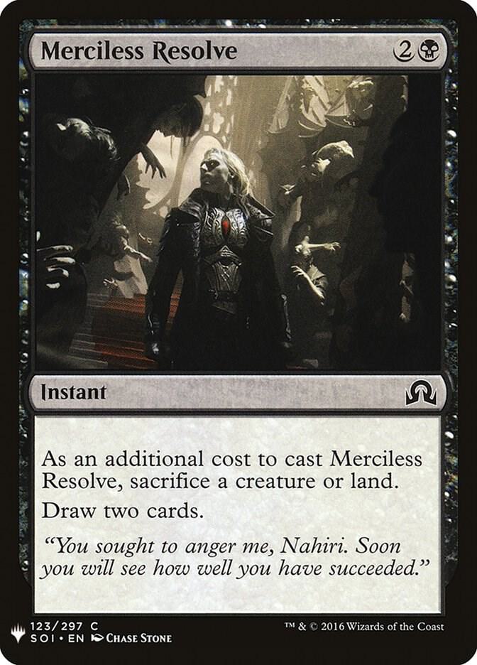 Merciless Resolve 123 card from The List Reprints