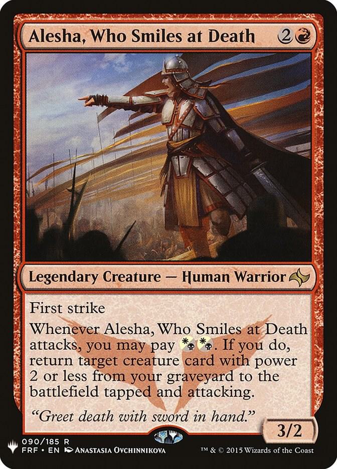 Alesha, Who Smiles at Death 090/185 card from The List Reprints