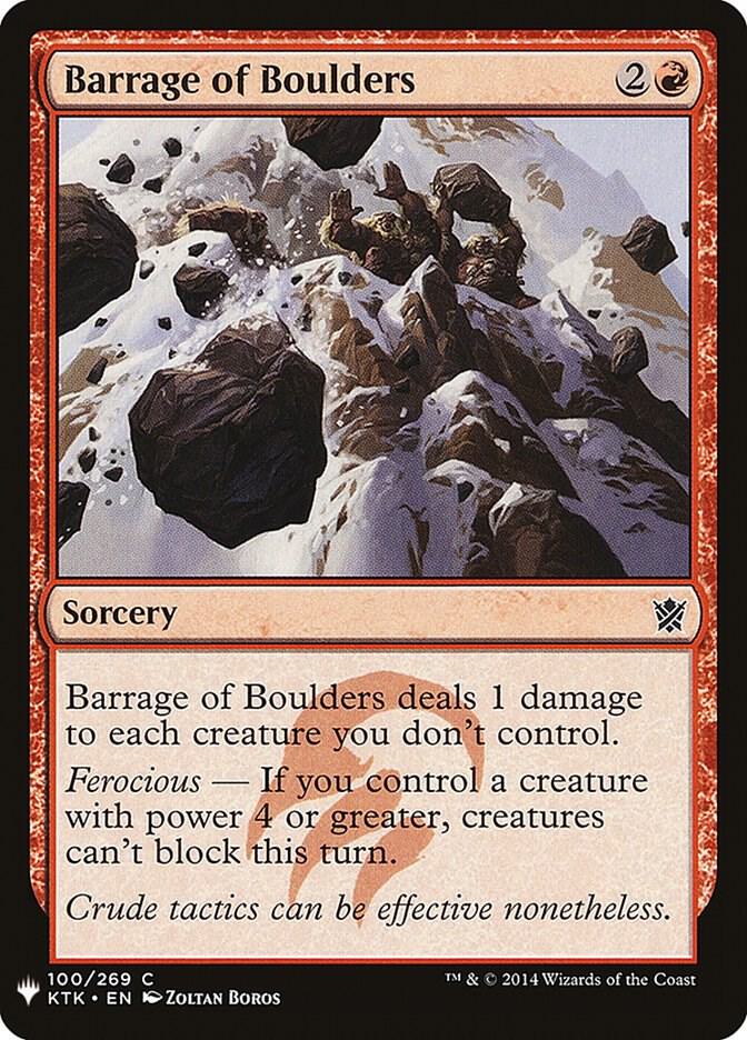 Barrage of Boulders 100 card from The List Reprints