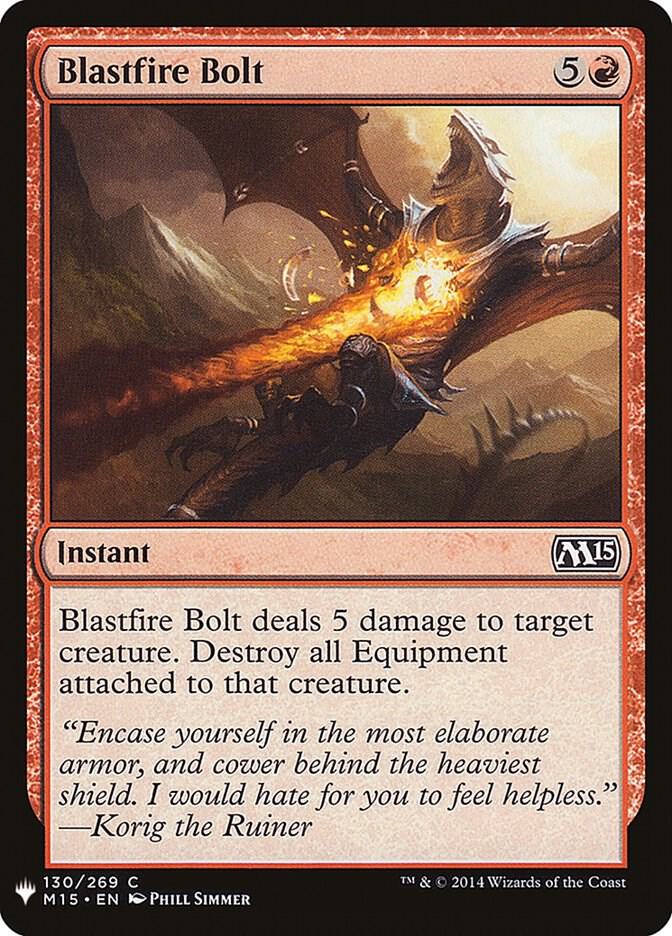 Blastfire Bolt 130 card from The List Reprints