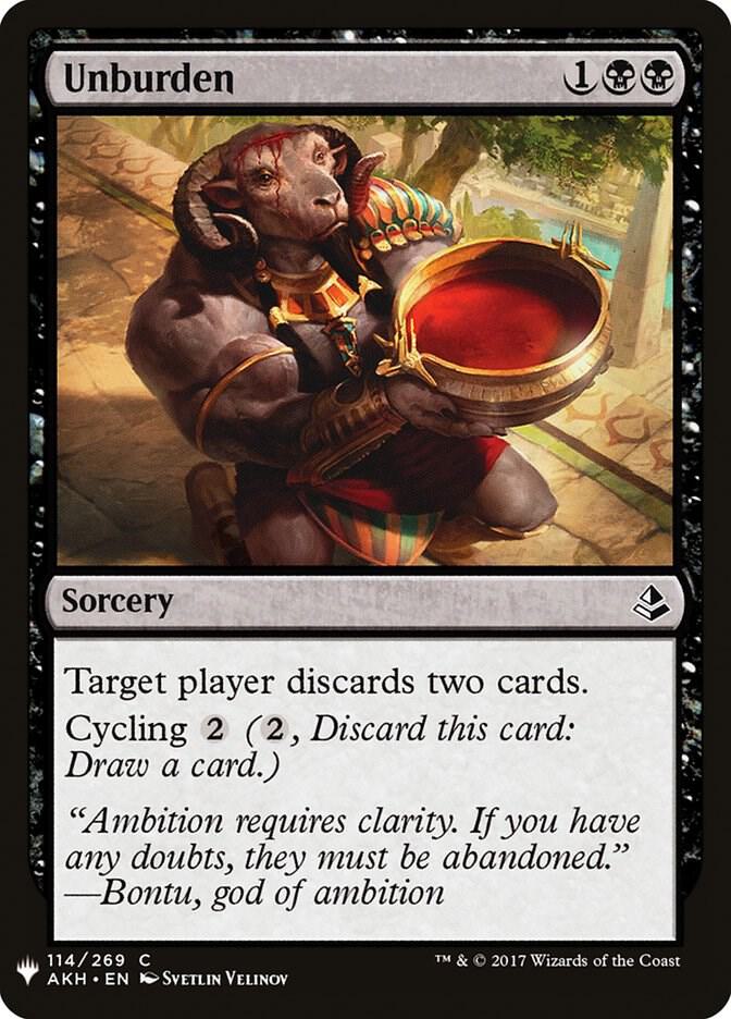 Unburden 114 card from The List Reprints