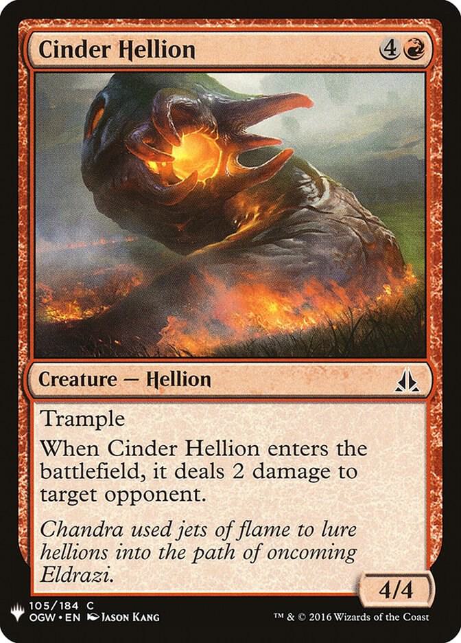 Cinder Hellion 105 card from The List Reprints