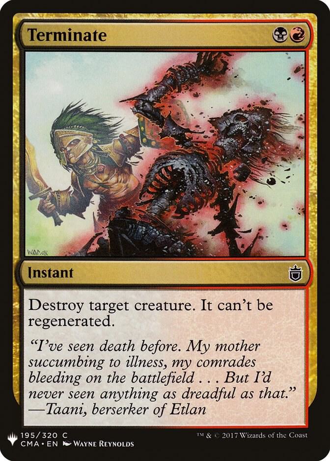Terminate (CMA) 195 card from The List Reprints