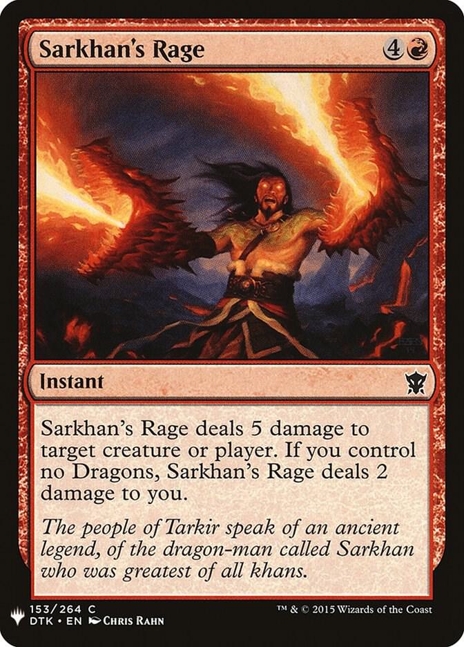 Sarkhan's Rage 153 card from The List Reprints