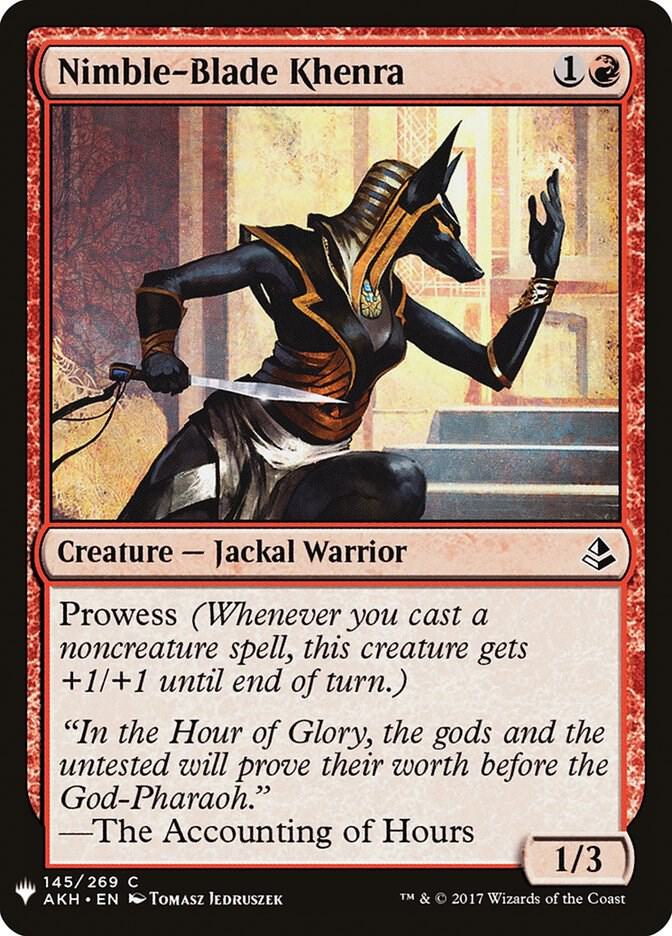 Nimble-Blade Khenra 145 card from The List Reprints