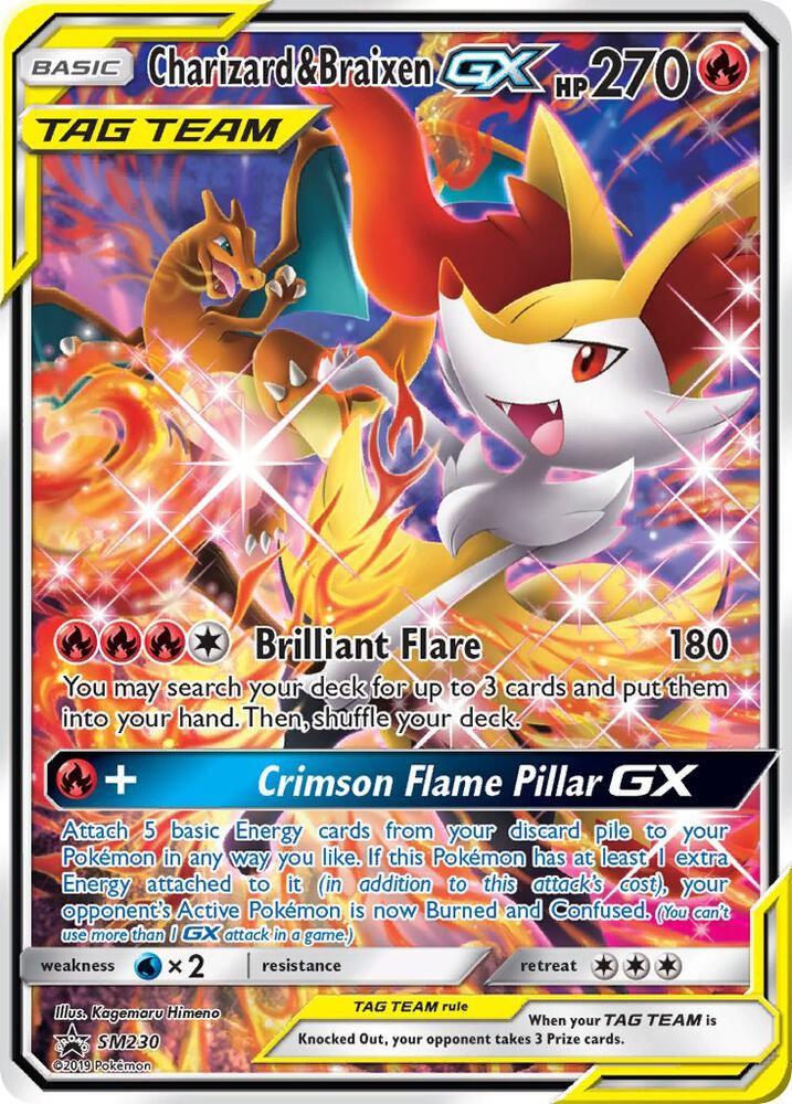Charizard & Braixen GX SM230 card from SM Promos