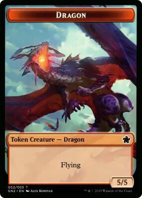 Dragon (002) // Zombie Double-Sided Token 2 // 6 card from Magic Game Night 2019