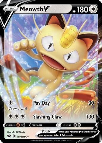 Meowth V SWSH004 card from SWSH: Sword & Shield Promo Cards