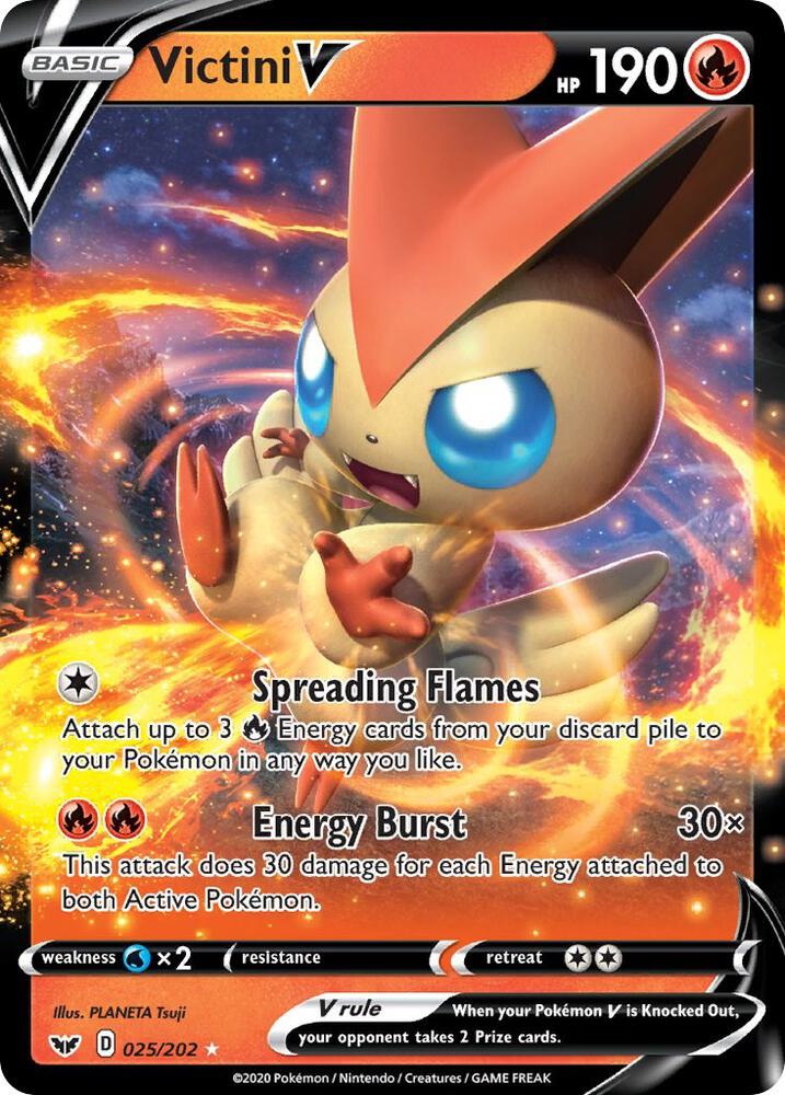 Victini V 025/202 card from SWSH01: Sword & Shield Base Set