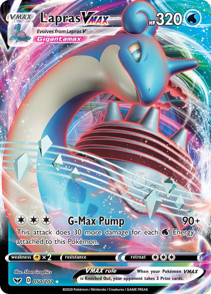 Lapras VMAX 050/202 card from SWSH01: Sword & Shield Base Set