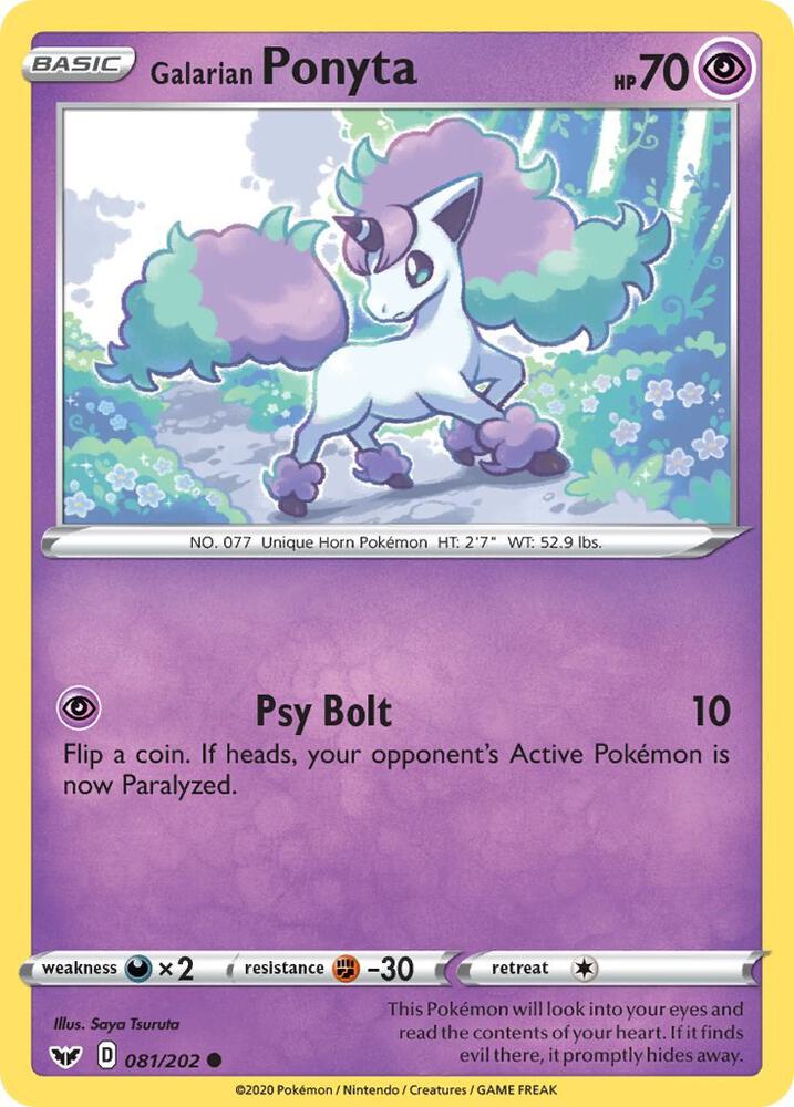 Galarian Ponyta 081/202 card from SWSH01: Sword & Shield Base Set